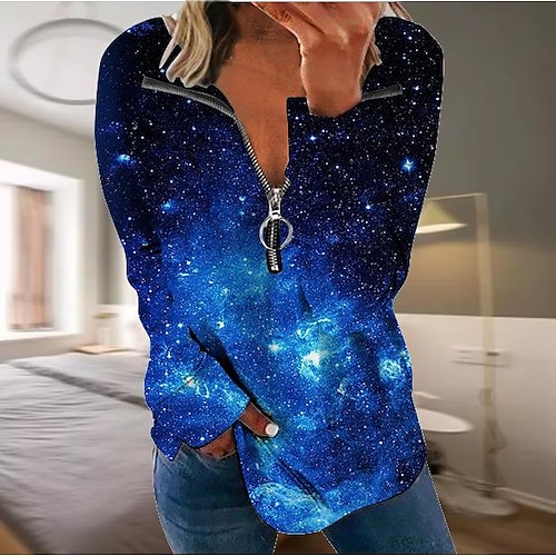 

Women's Sweatshirt Pullover Basic Zipper Marron Blue Purple Graphic Casual V Neck Long Sleeve S M L XL 2XL 3XL