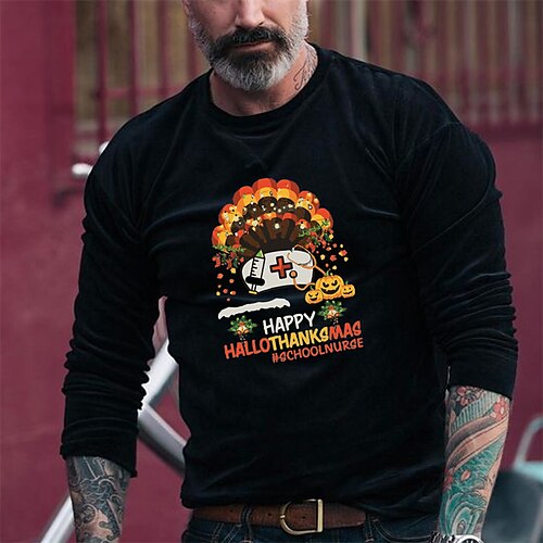 

Homme T shirt Tee chemise fraîche Bande dessinée Imprimés Photos Col Ras du Cou Estampage à chaud Halloween Plein Air manche longue Imprimer Vêtement Tenue Mode Design Décontractées Confortable