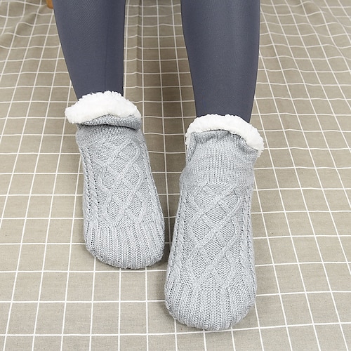 

Women's 1 Pair Socks Slipper Socks Fashion Cute Comfort Solid Colored Ultra Warm Fall Winter Blue Yellow Wine