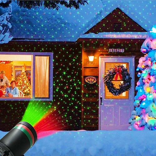 

Christmas Projector Outdoor Moving Full Sky Star Laser Projector Lamp Red and Green Holiday Lighting For Christmas Party Garden LED Stage Light EU US AU UK Plug