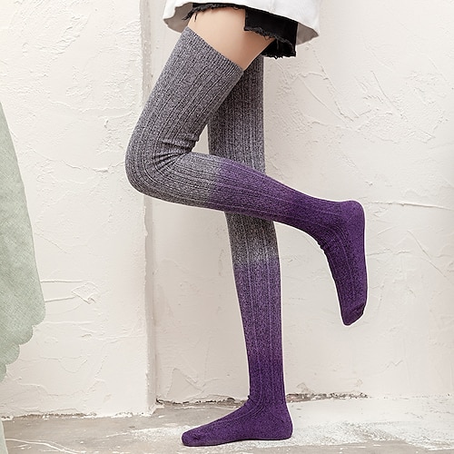 

Autumn New Knitted Gradient Stockings Winter Warm Floor Socks Over The Knee Pile Socks Women Fashion Legs