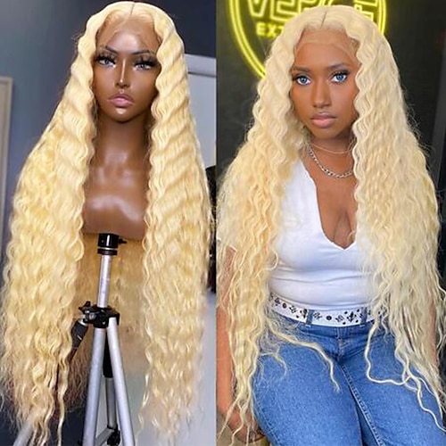 

613 Blonde Wigs Deep Wave Human Hair 13x4 Lace Front Wig Brazilian Transparent Lace Human Hair Wigs for Black Women