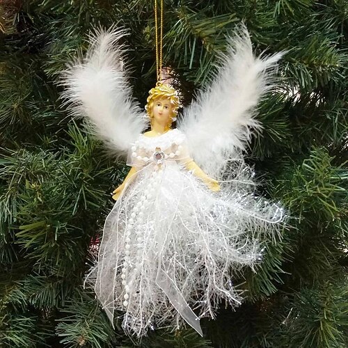 

1pcs 19x12cm Christmas Plush Angel Shiny Doll Pendant Hanging Ornament Christmas Fairy Tree Home Decorations