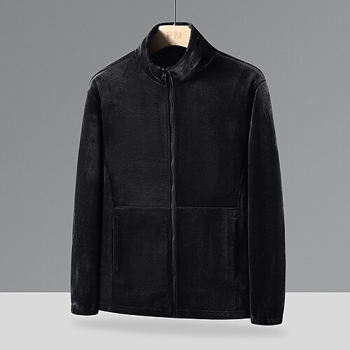 

Men's Polar Fleece Casual Jacket Outdoor Casual / Daily Daily Wear Vacation Going out Zipper Standing Collar Warm Ups Comfort Zipper Front Jacket Outerwear Solid Color Zipper Pocket Dark Green Red