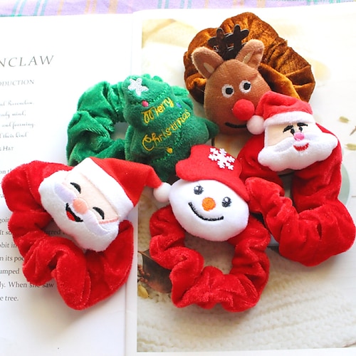 

1PC Christmas Hair Scrunchies Velvet Hair Tie Holiday Santa Claus Elastic Bobbles Scrunchy Hair Bands Ponytail Holders Headwear Christmas Hair Accessories for Women Girls Christmas Xmas Gift