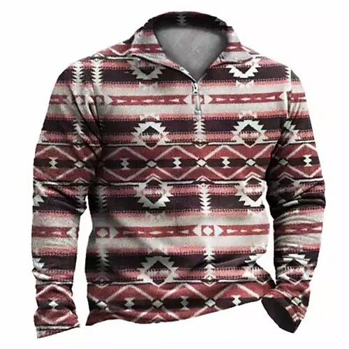 

Men's Zip Up Sweatshirt Pullover Green Royal Blue Red Light Blue Half Zip Graphic Prints Zipper Print Daily Sports 3D Print Basic Boho Designer Spring Fall Clothing Apparel Hoodies Sweatshirts