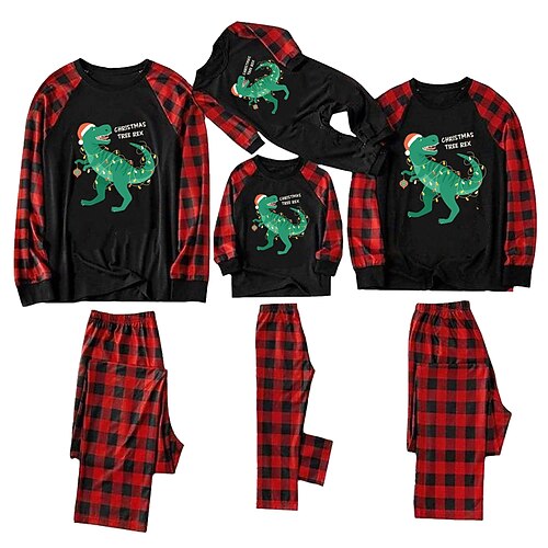 

Dinosaur Family Christmas Pajamas Nightwear Men's Women's Boys Girls' Cute Sweet Christmas New Year Christmas Eve Kid's Adults' Home Wear Polyester Top Pants
