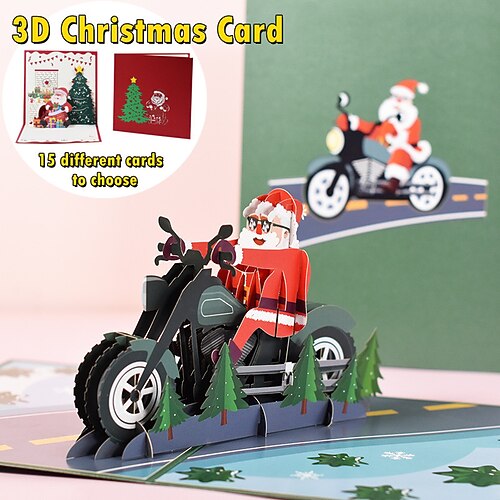 

3D Christmas Card Christmas Reindeer Santa Claus Congratulations Cards for Gift Decoration Party Waterproof 2.42.4 inch