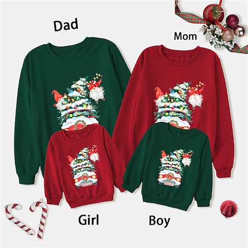 

Mommy and Me Ugly Christmas Sweatshirt Pullover Car Santa Claus Ugly Christmas Tree Casual Crewneck Multicolor Long Sleeve Adorable Matching Outfits