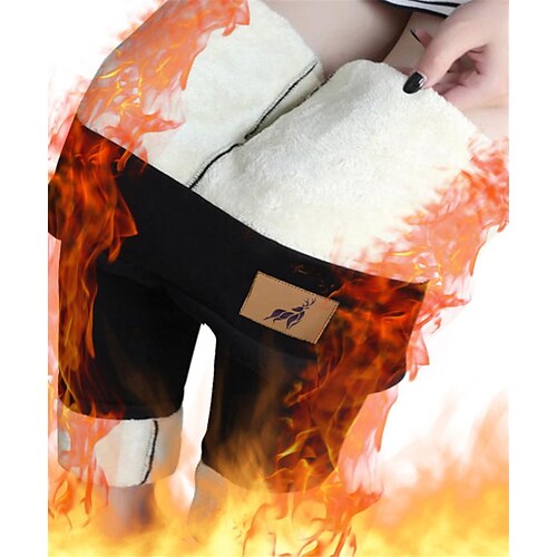 

Women's Plus Size Fleece Pants Leggings Print Deer Casual Daily Going out High Full Length Winter Fall Black Gray L XL XXL 3XL 4XL
