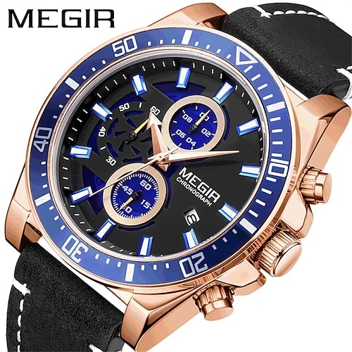 

MEGIR Watch Men Waterproof Chronograph Military Male Clock Top Brand Luxury Genuine Leather Business Man Sport Wristwatch 2132