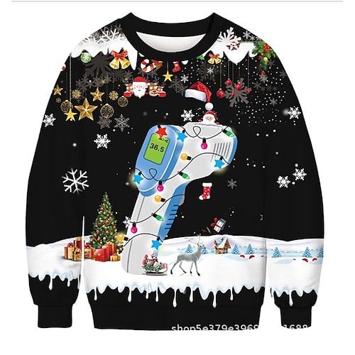 

Men's Sweatshirt Pullover Black Crew Neck Santa Claus Graphic Prints Print Daily Sports Holiday 3D Print Basic Streetwear Designer Spring Fall Clothing Apparel Hoodies Sweatshirts