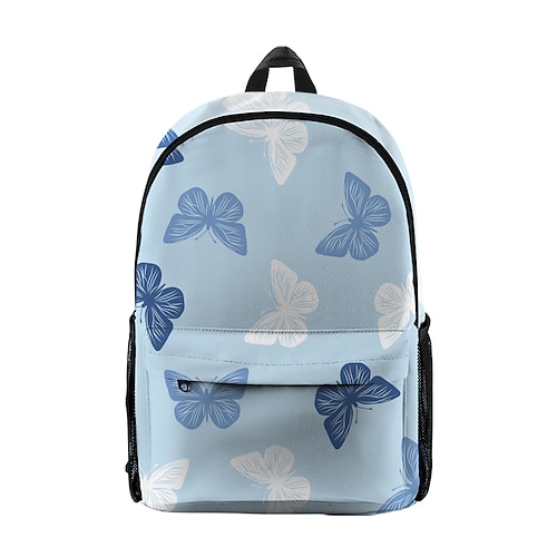 

Kid's Unisex School Bag Bookbag Oxford 3D Print Adjustable Lightweight Zipper School Daily Dusty Rose Sky Blue Black