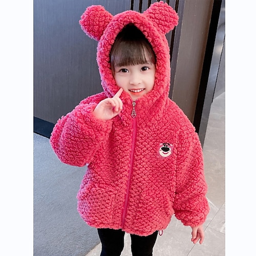 

Kids Girls' Coat Outerwear Cartoon Long Sleeve Coat Daily Cotton Active Cute Red Winter Fall 2-6 Years