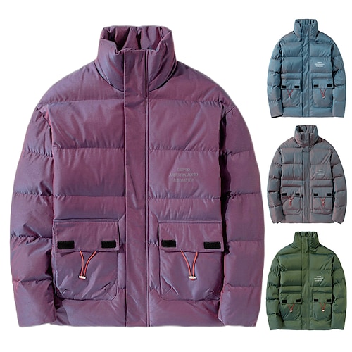 

Men's Reflective Jacket Sports Puffer Jacket Padded Hiking jacket Cotton Winter Outdoor Thermal Warm Windproof Breathable Water Resistant Outerwear Trench Coat Top Hunting Ski / Snowboard Fishing