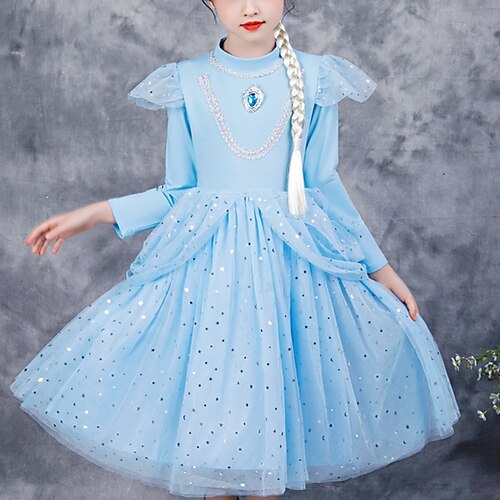 

Kids Girls' Dress Solid Color A Line Dress Dress Performance Long Sleeve Princess Dress 3-10 Years Winter Pink Sky Blue / Fall