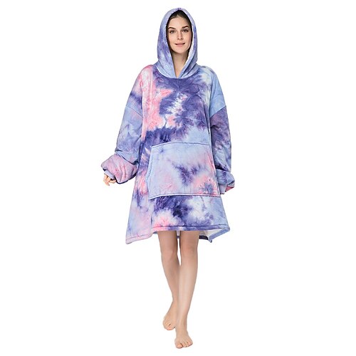 

Adults' Hoodie Kigurumi Pajamas Tie Dye Print Onesie Pajamas Flannel Cosplay For Men and Women Christmas Animal Sleepwear Cartoon Festival / Holiday Costumes