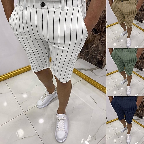 

Men's Chino Shorts Bermuda shorts Work Shorts Pocket Lines / Waves Comfort Soft Short Daily Holiday Streetwear Stylish Simple Green Blue Micro-elastic