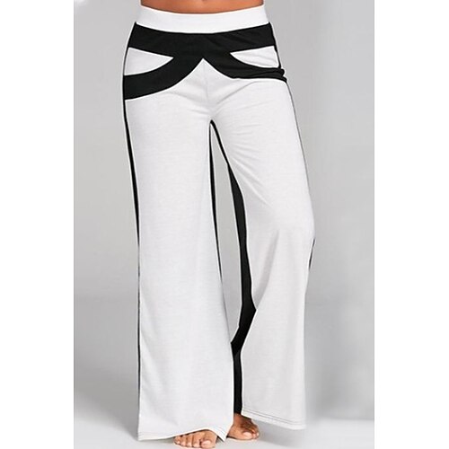 

Women's Plus Size Pants Trousers Color Block Sportswear Casual Daily Natural Full Length Winter Fall White L XL XXL 3XL 4XL