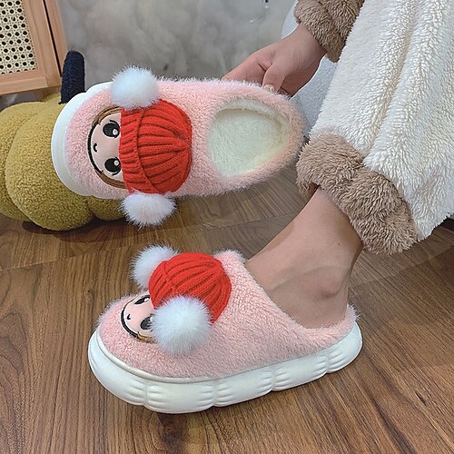 

Women's Slippers Home House Slippers Fleece Slippers Plush Slippers Winter Flat Heel Round Toe Polyester Loafer Yellow Rosy Pink Light Blue