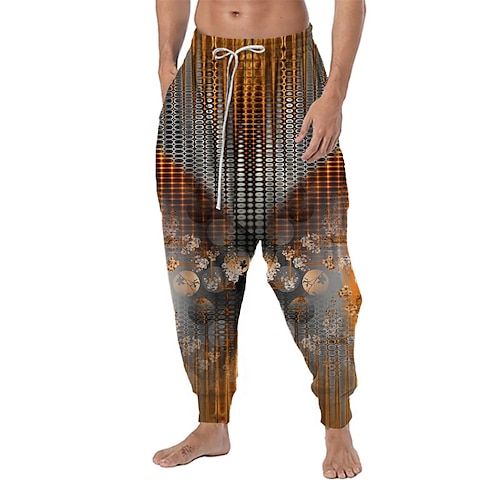 

Men's Trousers Baggy Harem Pants Drawstring Elastic Waist 3D Print Moon Graphic Prints Flower / Floral Comfort Soft Casual Daily Holiday Streetwear Classic Style Gray Micro-elastic / Designer