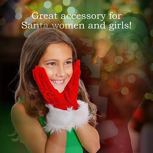 

Christmas Gloves Golden Velvet Fur Border Holiday Decoration Single-layer Warm Gloves Christmas Gloves