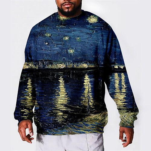 

Men's Plus Size Pullover Sweatshirt Big and Tall Graphic Crew Neck Long Sleeve Spring & Fall Basic Fashion Streetwear Comfortable Casual Sports Tops