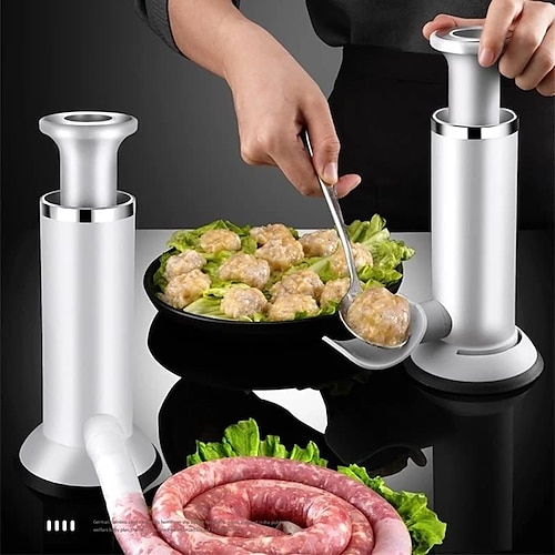 

Sausage Stuffer Filling Machine Multifunction 2 In1 Sausage Maker- Meatball Maker Homemade Sausage Tool Food Filler