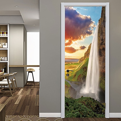 

Sunset Falls Door Stickers Decorative Waterproof Door Decal Decor 38.5200cm2Pcs