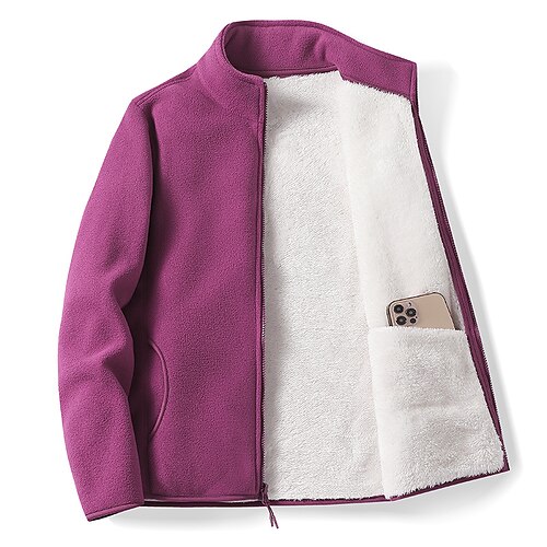 

Mujer Talla extra Chaqueta de Invierno Chaqueta de lana Bolsillo Cerrar Plano Festivos Vacaciones Manga Larga Cuello Mao Regular Invierno Otoño Verde Trébol Morado Rosa L XL XXL 3XL 4XL