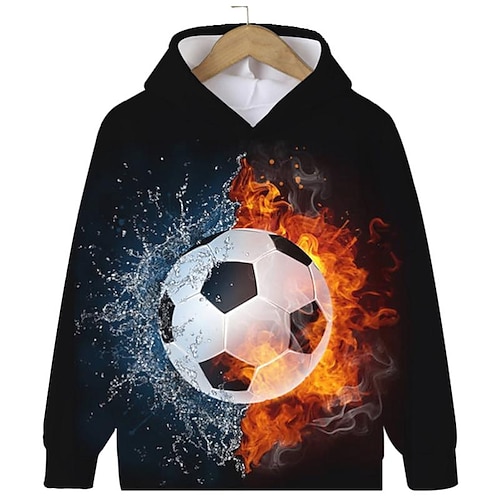 

Kids Boys World Cup Hoodie Pullover Graphic Football Long Sleeve Pocket Children Top Outdoor 3D Print Hoodie Fashion Cool Multicolor Winter 7-13 Years