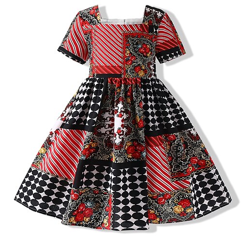 

Toddler Girls' Dress Graphic A Line Dress Dress School Long Sleeve Active Dress 3-7 Years Winter Red / Cute / Fall