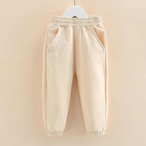 

Kids Girls' Trousers Solid Color Active School 7-13 Years Winter Beige / Fall