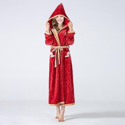 

Christmas Costumes Cloak Mrs. Claus Santa Xmas Velvet Hooded Cape Robe