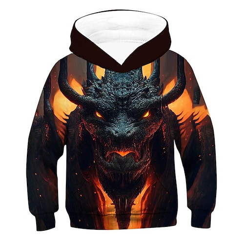 

Kids Boys Hoodie Pullover Graphic Dragon Long Sleeve Pocket Children Top Outdoor Hoodie Fashion Cool Multicolor Winter 7-13 Years / Fall / Spring