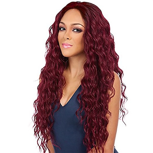 

Purple Wig Long Curly Wigs for Women Ombre Purple Wavy Curly Synthetic Wig Free Part Natural Looking Wig ChristmasPartyWigs