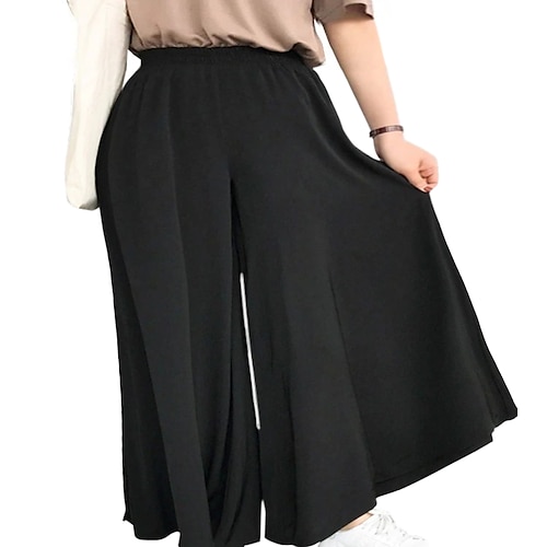 

Women's Plus Size Wide Leg Chinos Pleated Solid Color Casual Chino Daily Vacation Natural Full Length Fall Spring Black Blue Camel L XL XXL 3XL 4XL