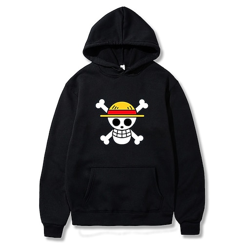 

One Piece Monkey D. Luffy Hoodie Anime Cartoon Anime Front Pocket Graphic Hoodie For Men's Women's Unisex Adults' Hot Stamping 100% Polyester Street Daily