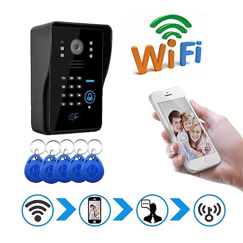 

1080P HD WiFi Doorbell Camera Smart Wireless Doorbell Video Intercom Security Camera Outdoor IR Night Vision 2MP with RFID and Password Face recognition unlock