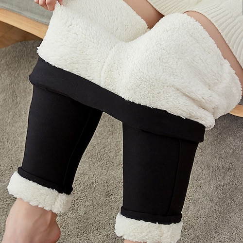 

Women's Plus Size Fleece Pants Pants Trousers Solid Color Casual Chino Daily Vacation High Full Length Winter Fall Black Brown Gray L XL XXL 3XL 4XL / Cotton