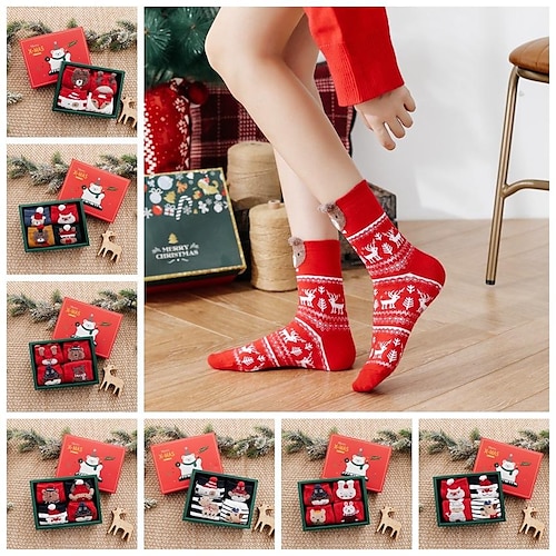 

Christmas Gift 4 Pair Socks Fleece Push for Women Men, Warm Soft Fluffy Socks Thick Cozy Sock Winter Christmas Socks for Women