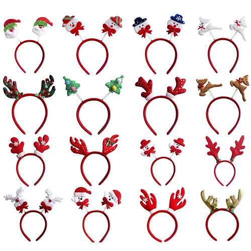 

1PC Red Buffalo Plaid Christmas Headbands Reindeer Christmas Bows Costume Hair Hoop for Christmas Holiday Party Favors Cosplay Christmas Xmas Gift