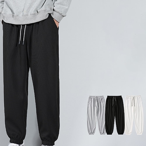 

Men's Sweatpants Trousers Drawstring Elastic Waist Elastic Cuff Solid Color Comfort Breathable Casual Daily Streetwear Sports Fashion 1 2 Micro-elastic