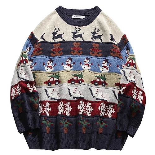 

Women's Ugly Christmas Sweater Pullover Sweater Jumper Ribbed Knit Knitted Snowman Crew Neck Stylish Casual Outdoor Christmas Winter Fall Royal Blue Beige M L XL / Long Sleeve / Weekend / Holiday