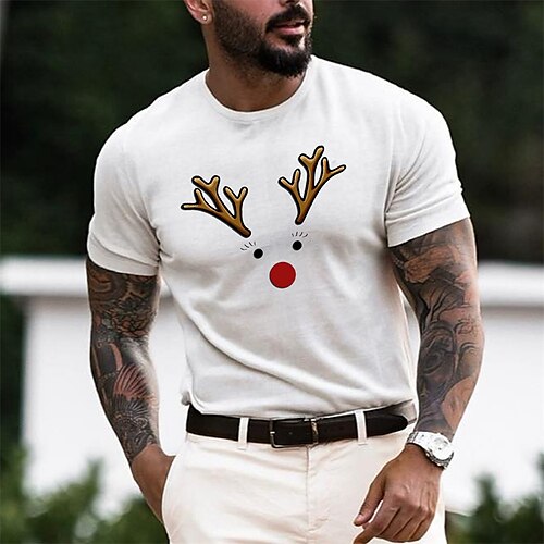 

Men's T shirt Tee Christmas t shirts Cartoon Graphic Prints Crew Neck Green Blue Pink Gray White Hot Stamping Christmas Street Short Sleeve Print Clothing Apparel Fashion Designer Casual Comfortable