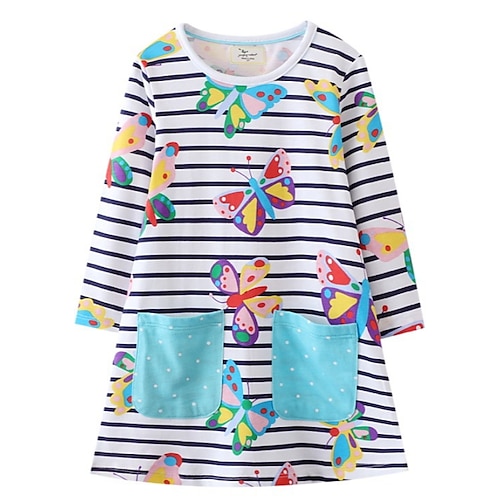 

Infantil Para Meninas Vestido Animal Desenho Animado Manga Longa Diário Feriado Casual Lindo Algodão Vestido T shirt Outono Inverno 2-6 Anos Branco