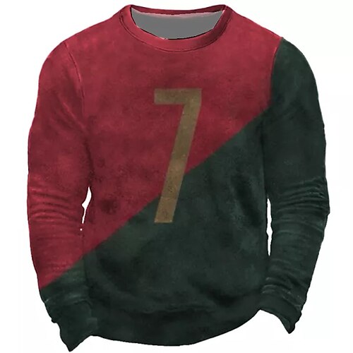 

Men's Sweatshirt Pullover Red Crew Neck Color Block Graphic Prints Print Daily Sports Holiday 3D Print Basic Streetwear Designer Spring Fall Clothing Apparel World Cup Hoodies Sweatshirts Long