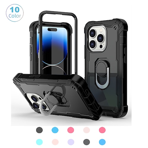 

Phone Case For Apple Back Cover iPhone 14 Pro Max Bumper Frame Four Corners Drop Resistance Kickstand Armor TPU PC