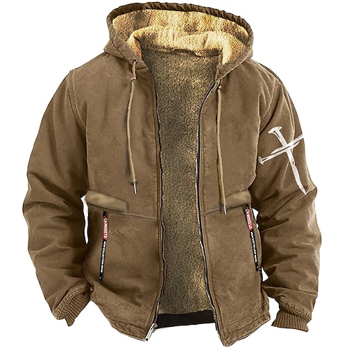 

Men's Hoodie Full Zip Hoodie Blue Brown Gray Hooded Graphic Cross Sports & Outdoor Sports Streetwear Hot Stamping Fleece Basic Casual Thin fleece Winter Clothing Apparel Hoodies Sweatshirts