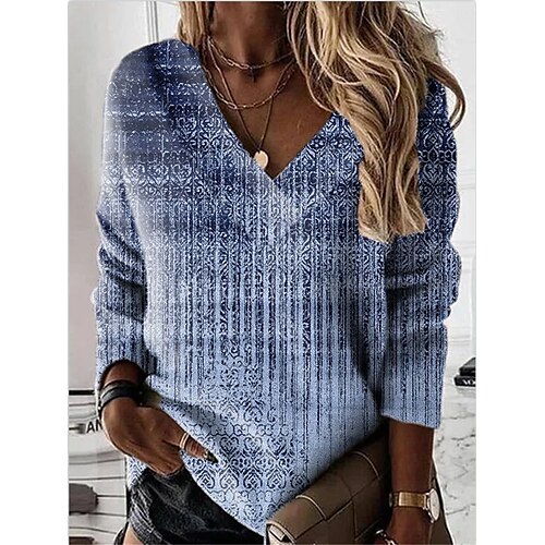 

Women's Sweatshirt Green Blue Khaki V Neck Tribal Patchwork Print Casual Daily 3D Print Vintage Spring Fall Winter Clothing Apparel Hoodies Sweatshirts